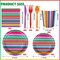177 PCS Mexican Fiesta Party Supplies Fiesta Tableware Set Mexican Serape Paper Plates Napkins Cups Mexico Stripes Plastic Tablecloth for Cinco De Mayo Mexico Birthday Party